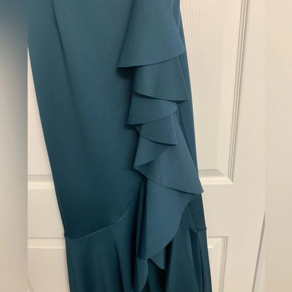 Alexa B Nites midi Formal Spaghetti Strap Ruffle Front Dress Size 4‎ Color Jade - Picture 5 of 11